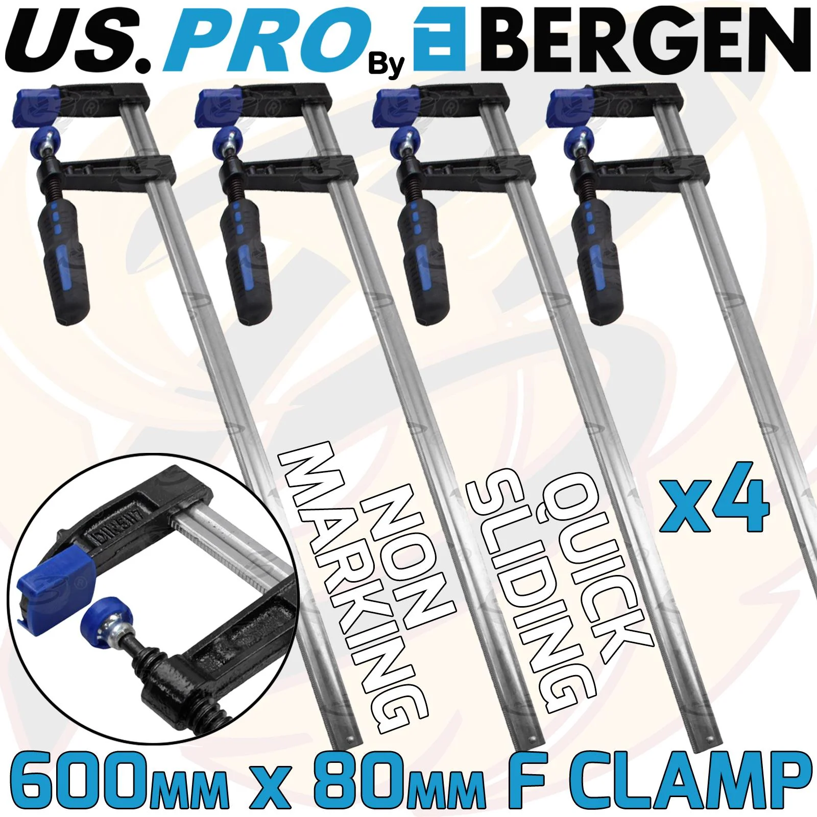 US Pro Quick Slide F Clamps 600mm x 80mm ( x 4 )  2691 ( x 4 )