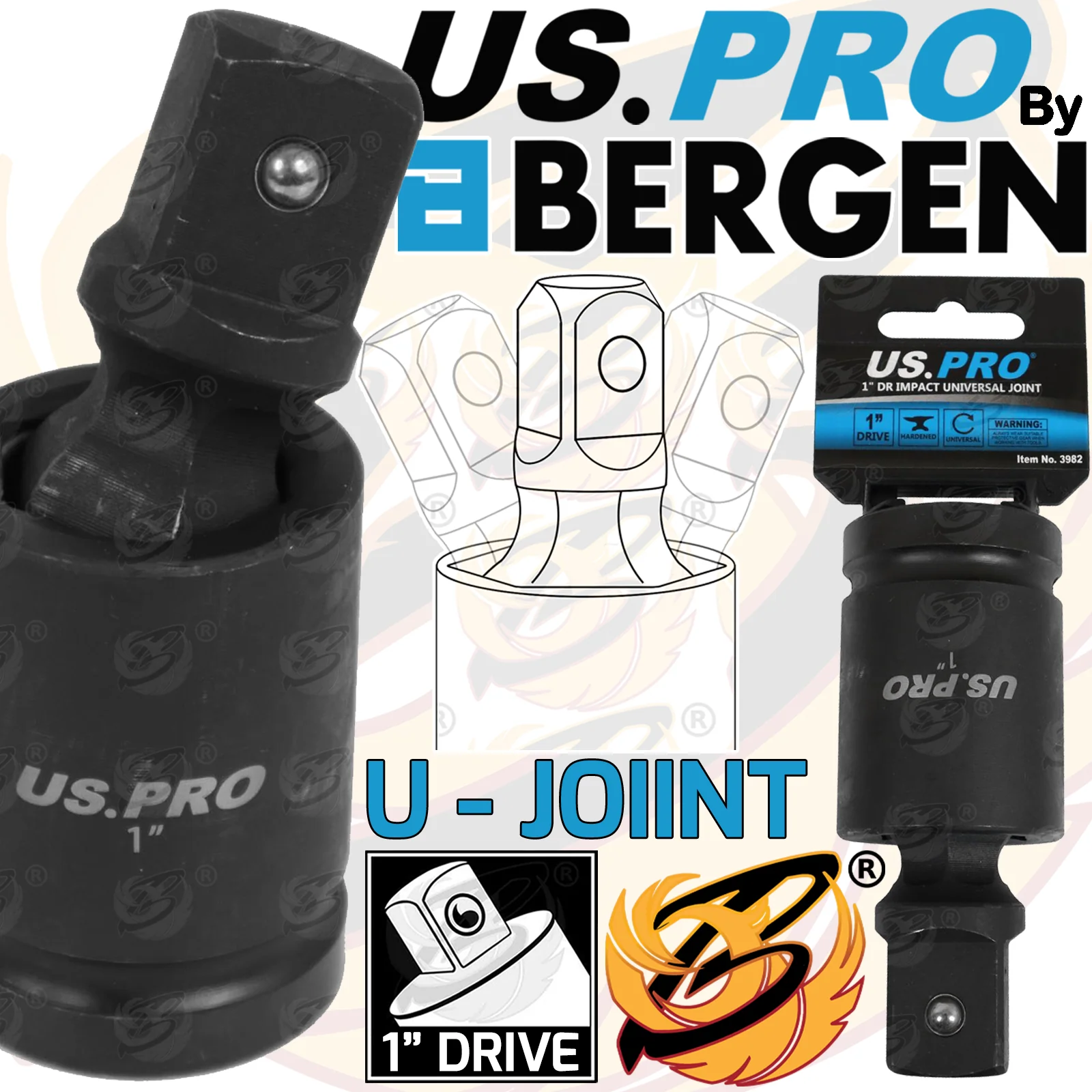 US Pro 1″ Drive Impact Universal Joint Swivel Adaptors  3982