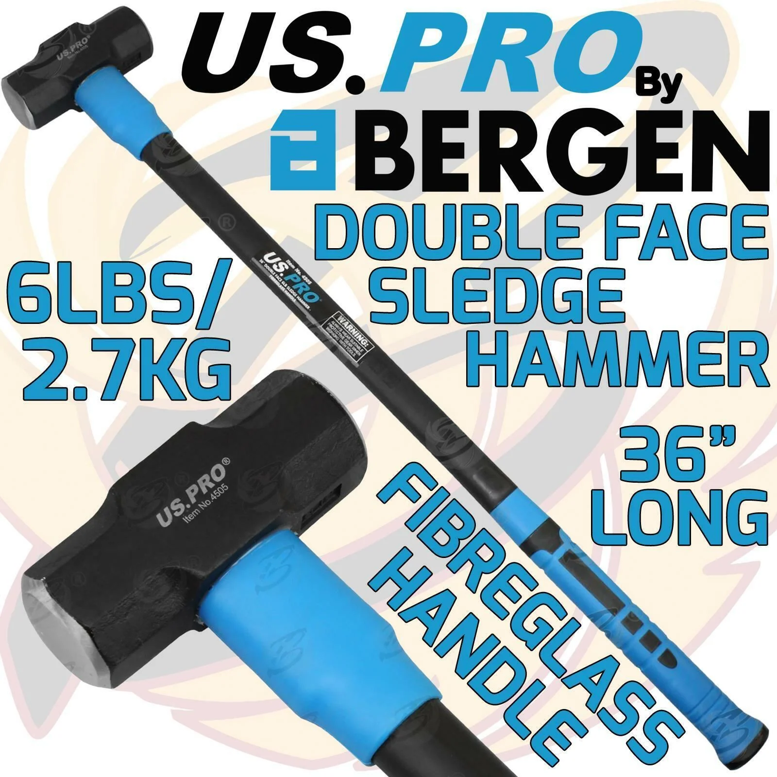 US Pro 2.7Kg 36″ Long Fibreglass Sledge Hammer  4505