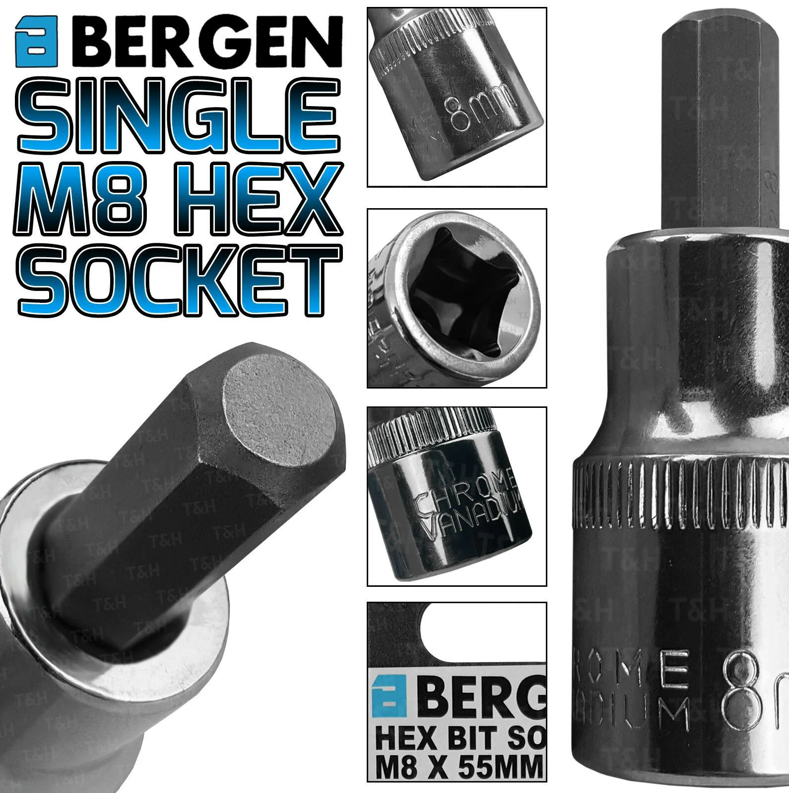 US PRO H8 1/2″ DRIVE 55MM LONG HEX BIT SOCKET ( SINGLE )