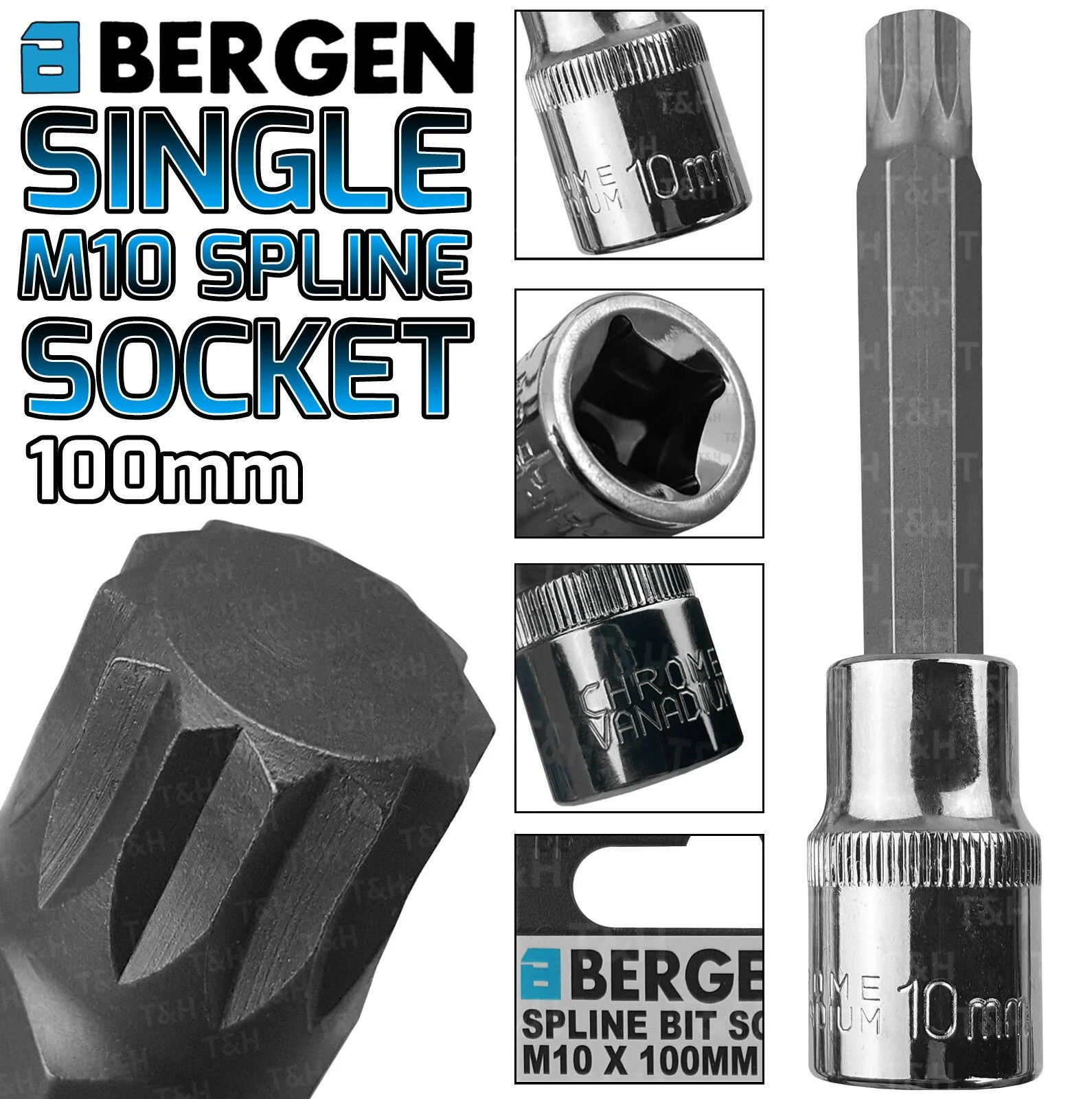 US PRO M10 1/2″ DRIVE 100MM LONG SPLINE BIT SOCKET ( SINGLE )