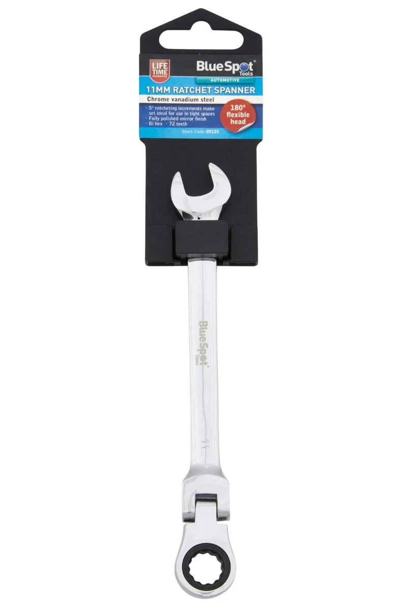 BlueSpot 11mm Ratchet Spanner Flexible Head (180Â°) With A Manufacturers LifeTime Guarantee 05123