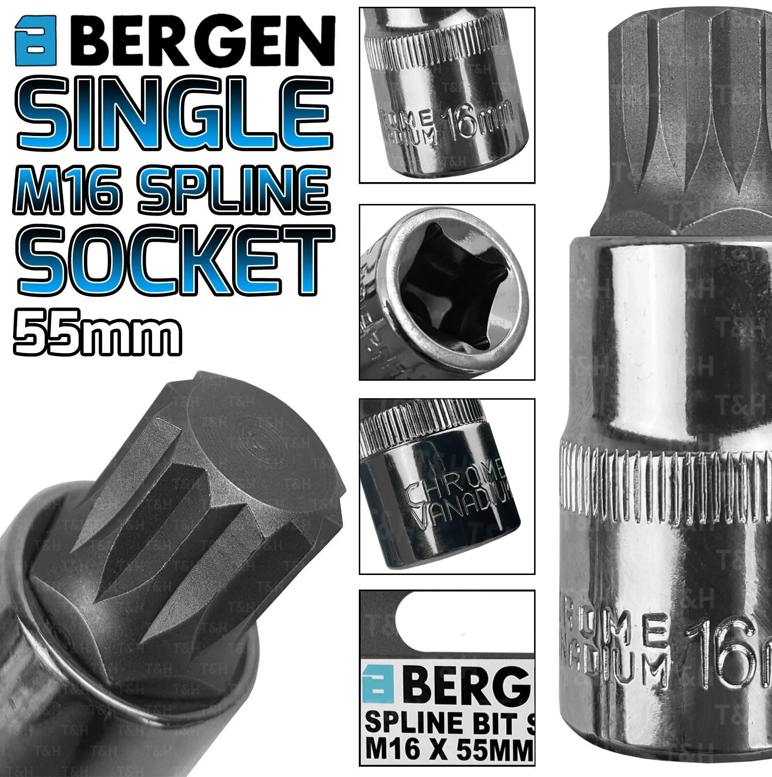 US Pro M16 1/2″ Drive 55mm Long Spline Bit Socket ( Single )  2023 / 3351