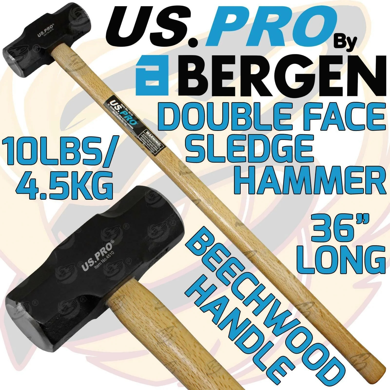 US Pro 4.5Kg 36″ Long Beechwood Sledge Hammer  4510