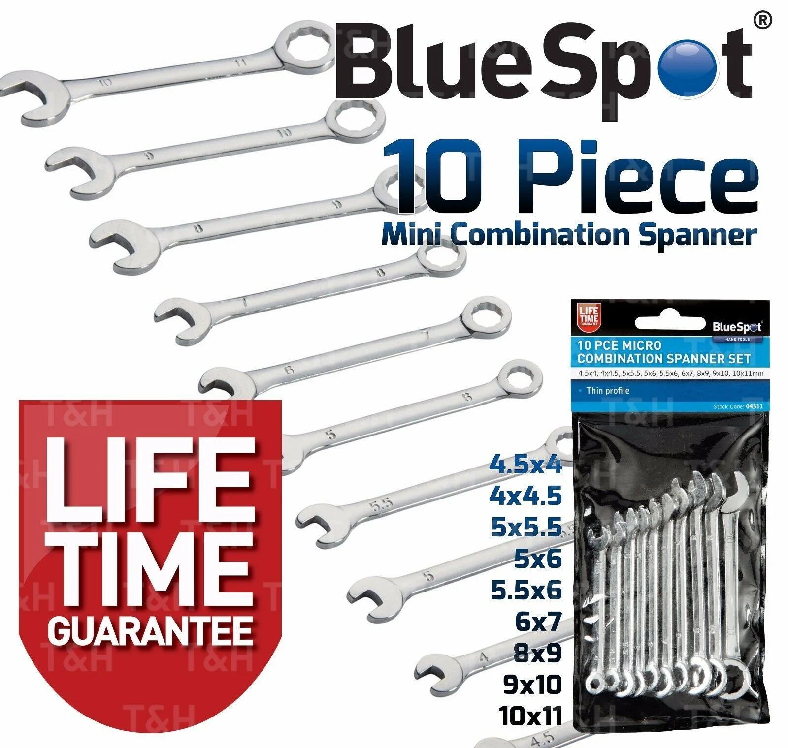 BlueSpot 10 Piece Mini Combination Spanner Set 4mm – 11mm ( 04311 )