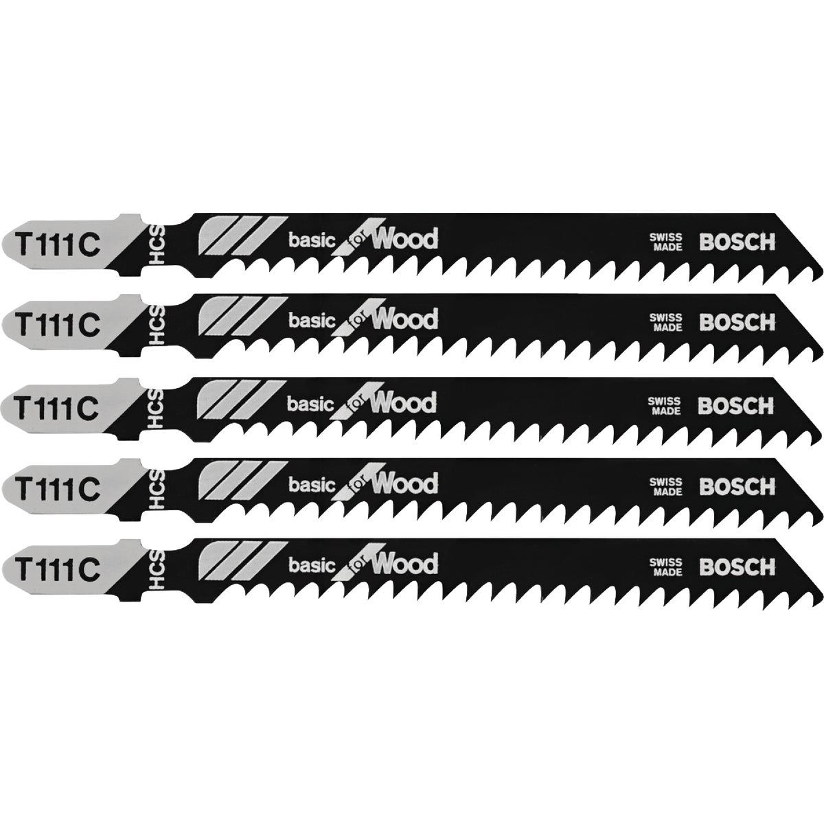 Bosch 4 In. x 8 TPI T-Shank HCS Jig Saw Blade for Wood (5-Pack)
