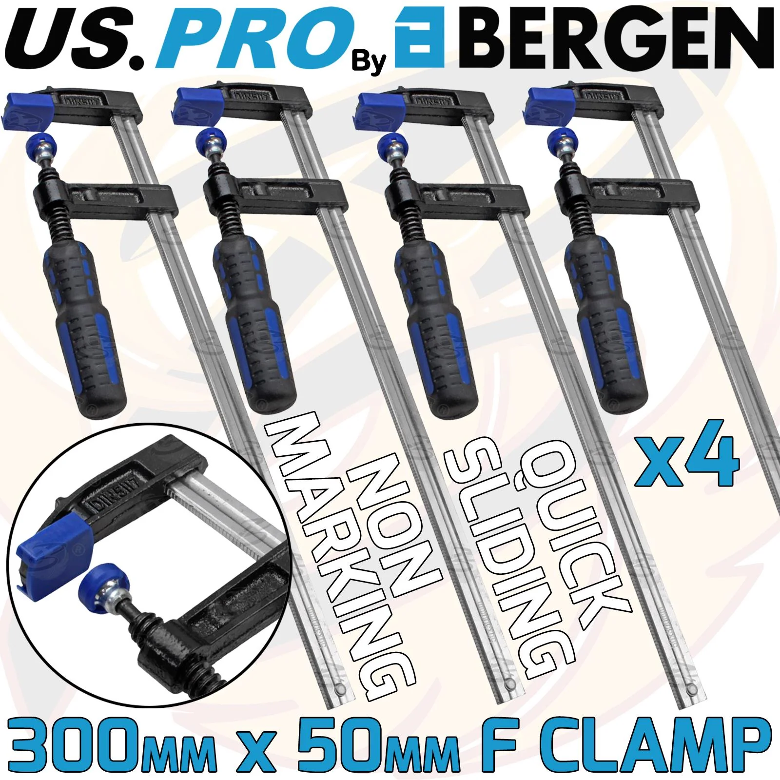 US Pro Quick Slide F Clamps 300mm x 50mm ( x 4 )  2690 ( x 4 )
