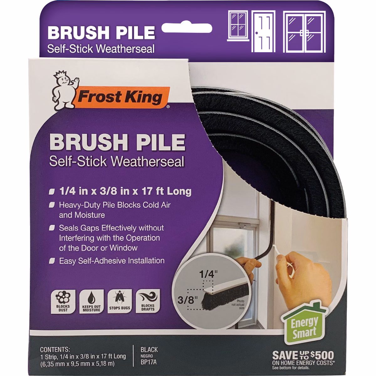 Frost King 1/4 In. x 3/8 In. x 17 Ft. Brush Pile Self-Stick Weatherseal