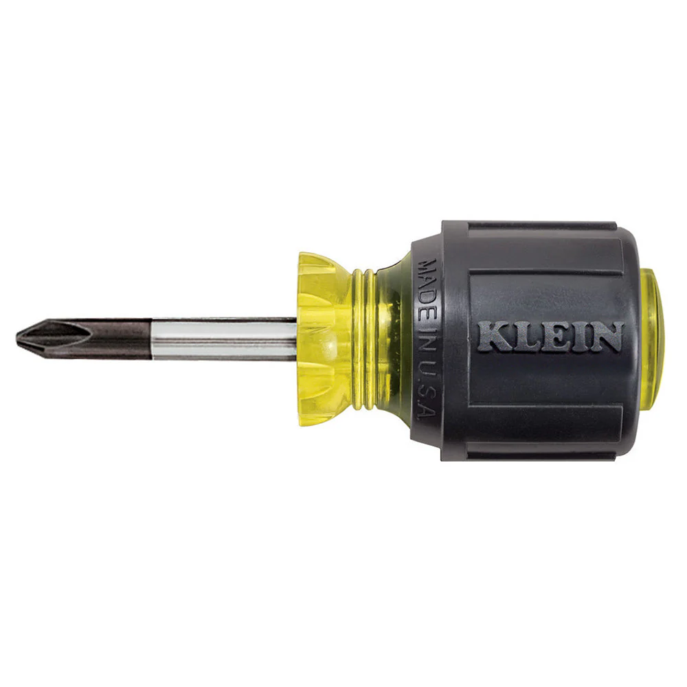 KLEIN TOOLS | Stubby Screwdriver, #2 Phillips, 1-1/2-Inch Round Shank | #603-1