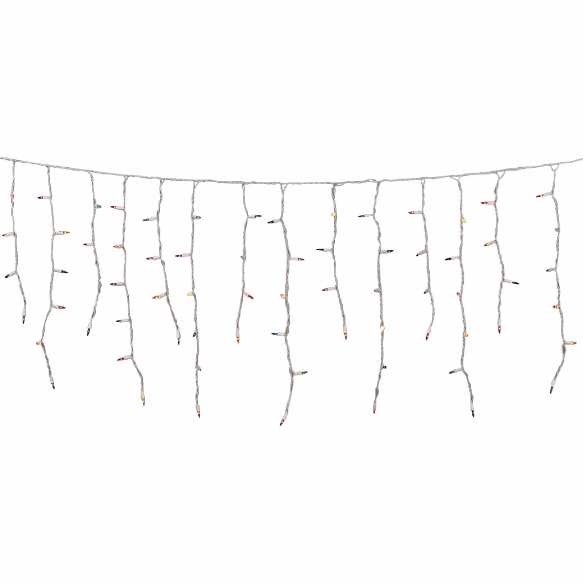 J Hofert Multi 100-Bulb Mini Incandescent Icicle Light Set with White Wire