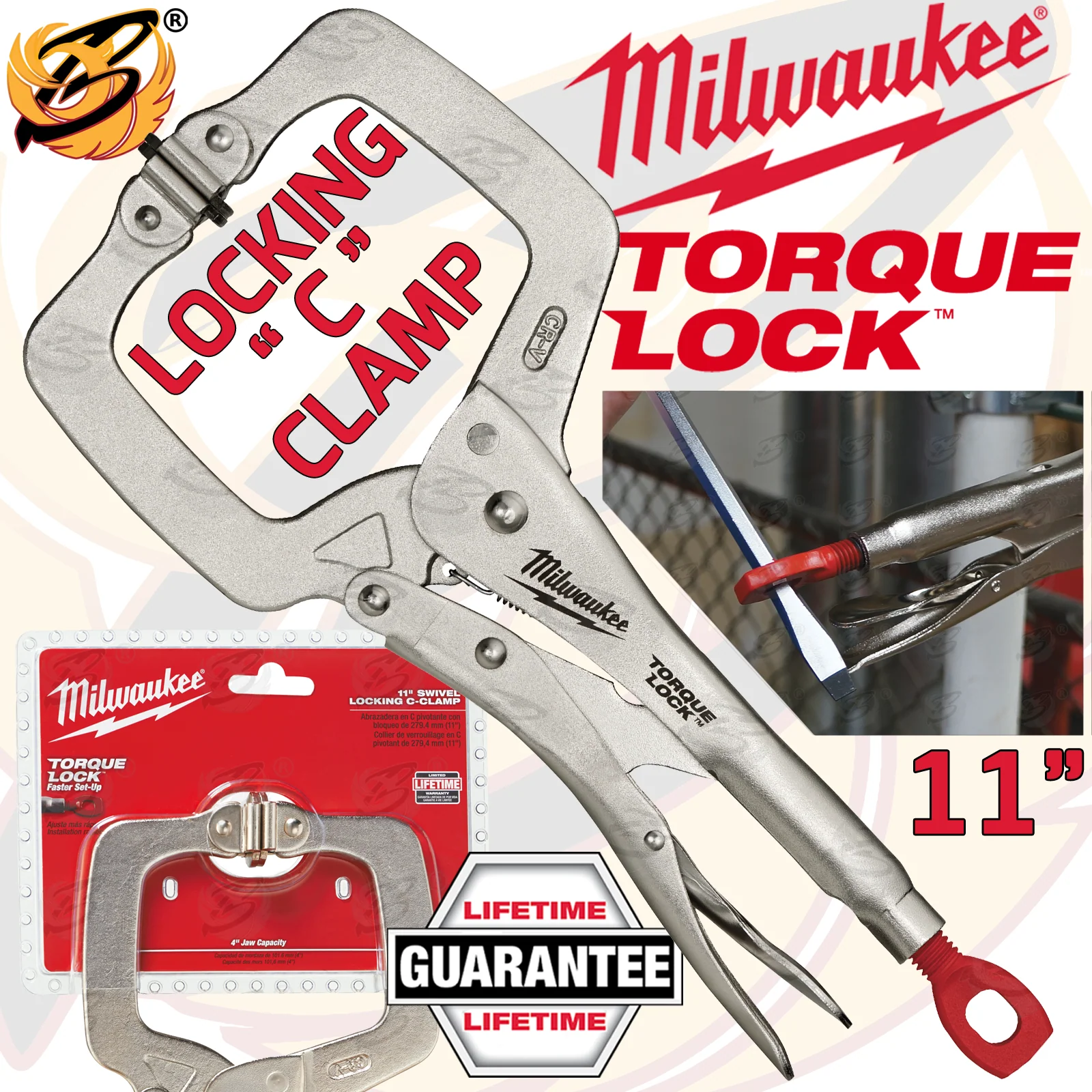 Milwaukee 11″ Swivel Jaw Torque Lock “C” Clamp Locking Pliers ( 4932471727 )