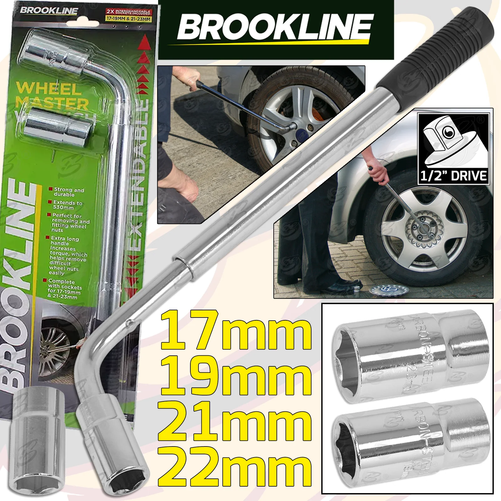 Brookline 1/2″ Drive Extendable Tyre Wrench ( 17mm – 19mm – 21mm – 23mm ) ( BR330560 )