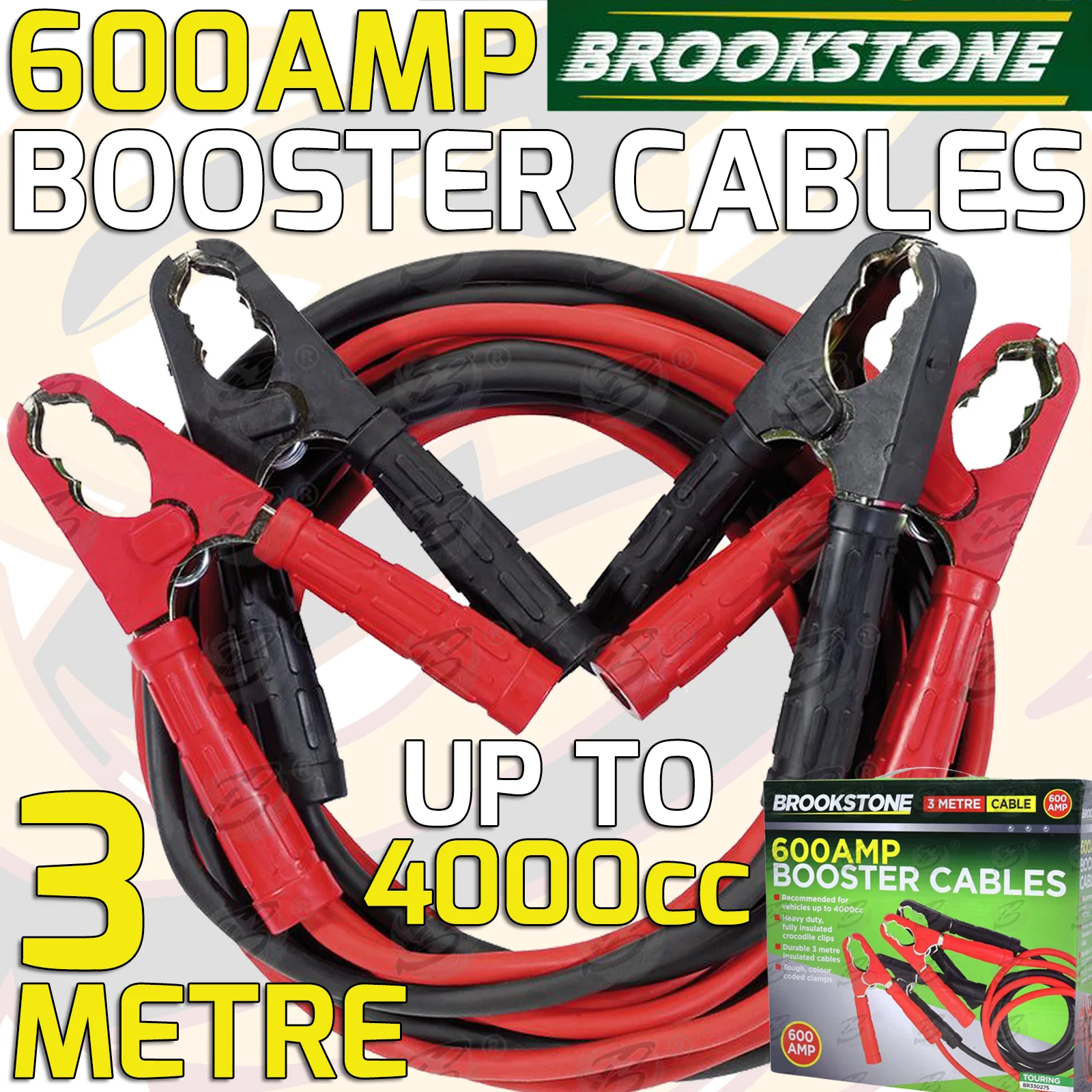 Brookstone 600Amp 3 Metre Heavy Duty Jump Leads ( BR330275 )