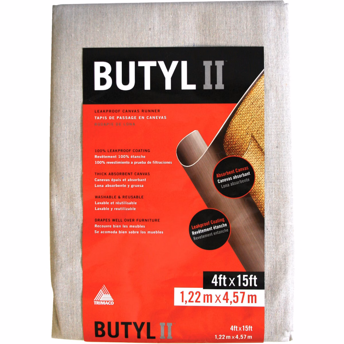 Trimaco Butyl II 4 Ft. x 15 Ft. Canvas Drop Cloth
