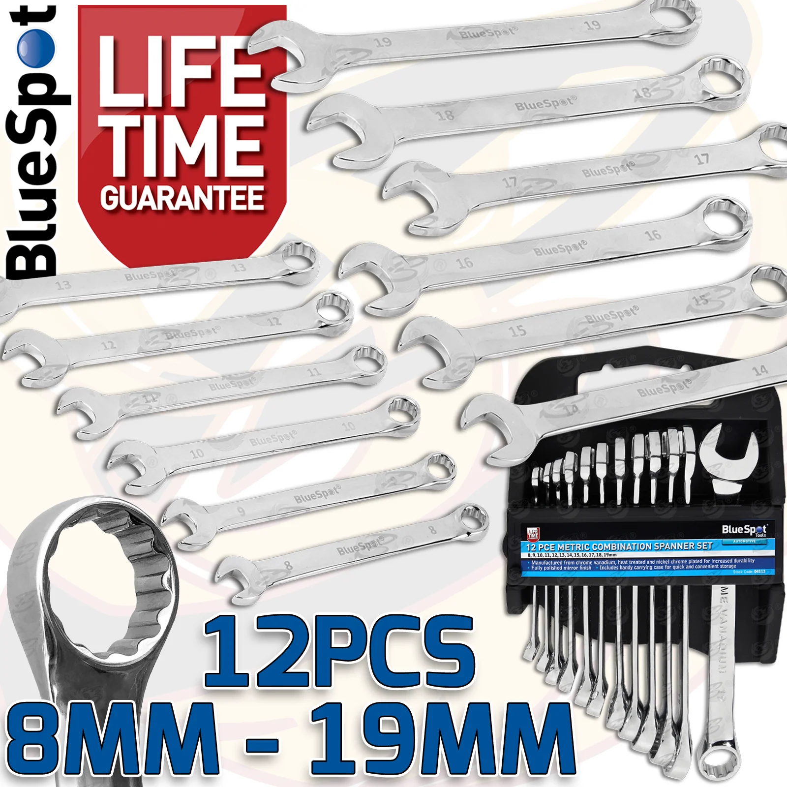 BlueSpot 12 Piece Combination Spanner Set 8mm – 19mm ( 04113 )