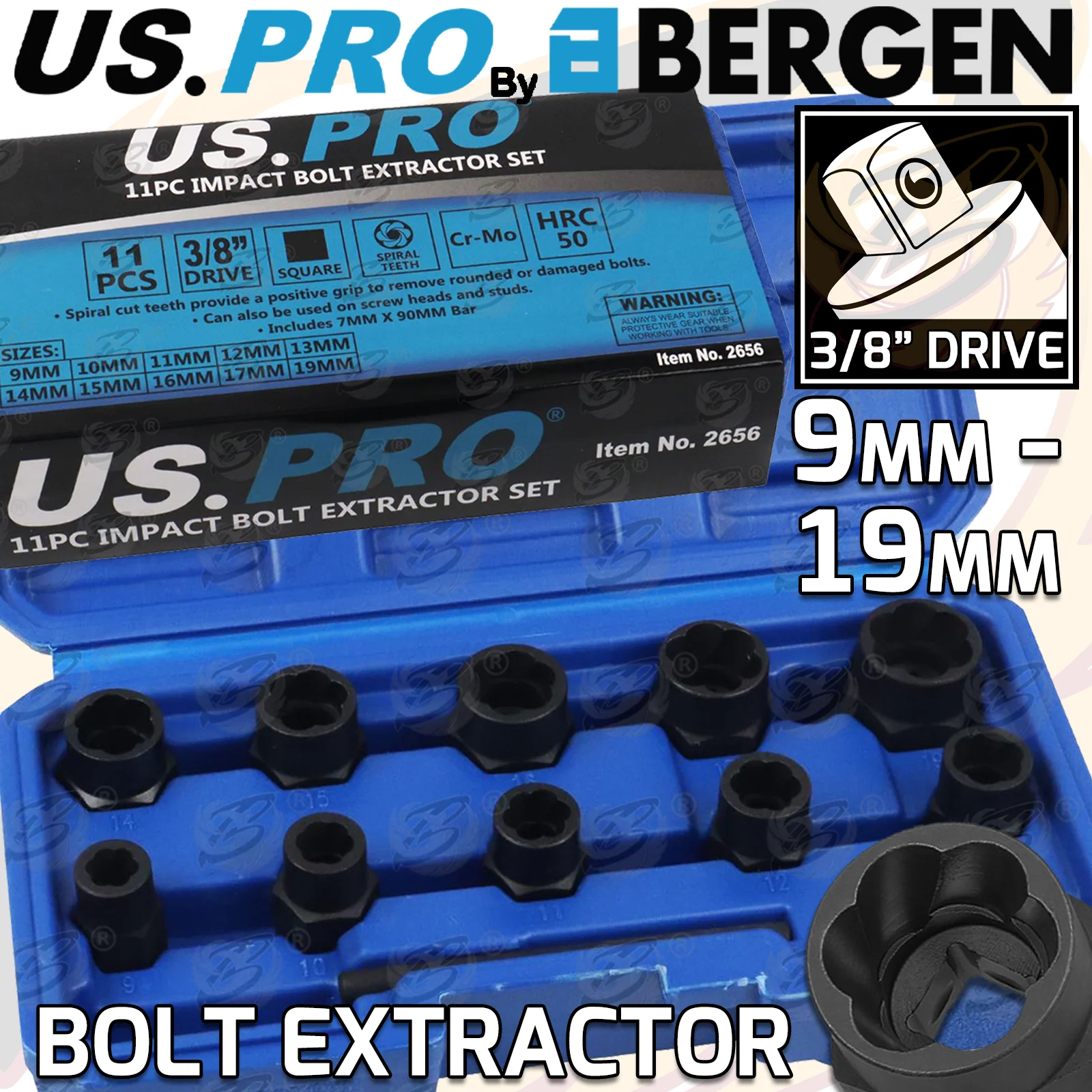 US Pro 11 Piece Impact Bolt Extractor Set  2656