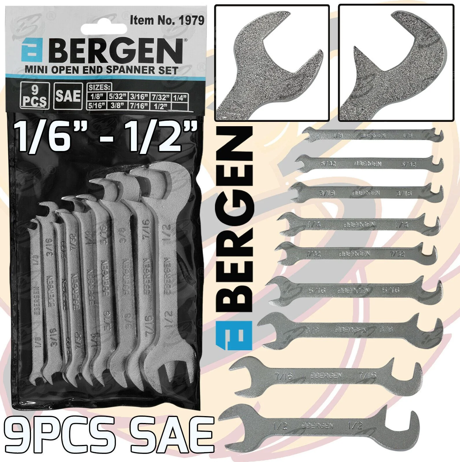 US PRO 9PCS OPEN END MINI AF SPANNERS 1/6″ – 1/2″