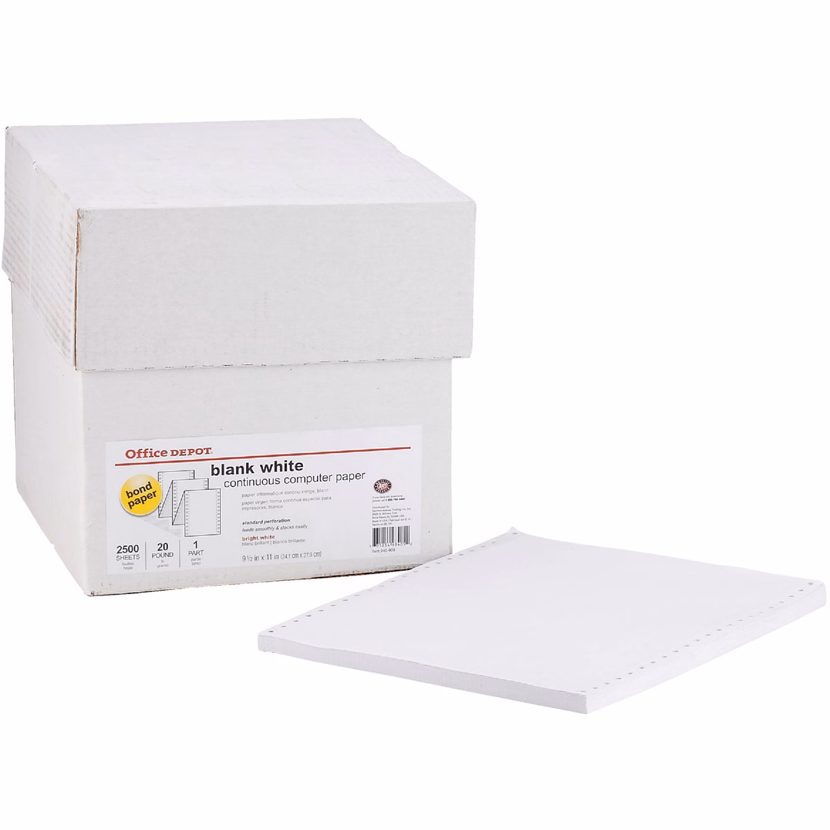 Staples 8-1/2 In. x 11 In. 20 Lb. White Blank Computer Printer Paper, 2500 Sheets