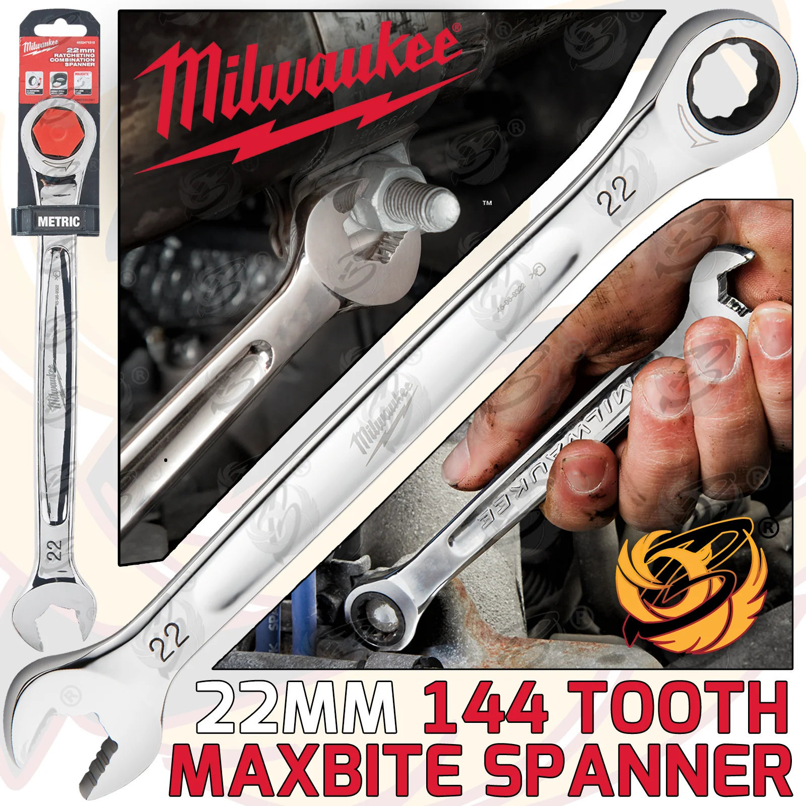 Milwaukee 22mm 144 Teeth Maxbite Ratchet Spanner ( 4932471515 )
