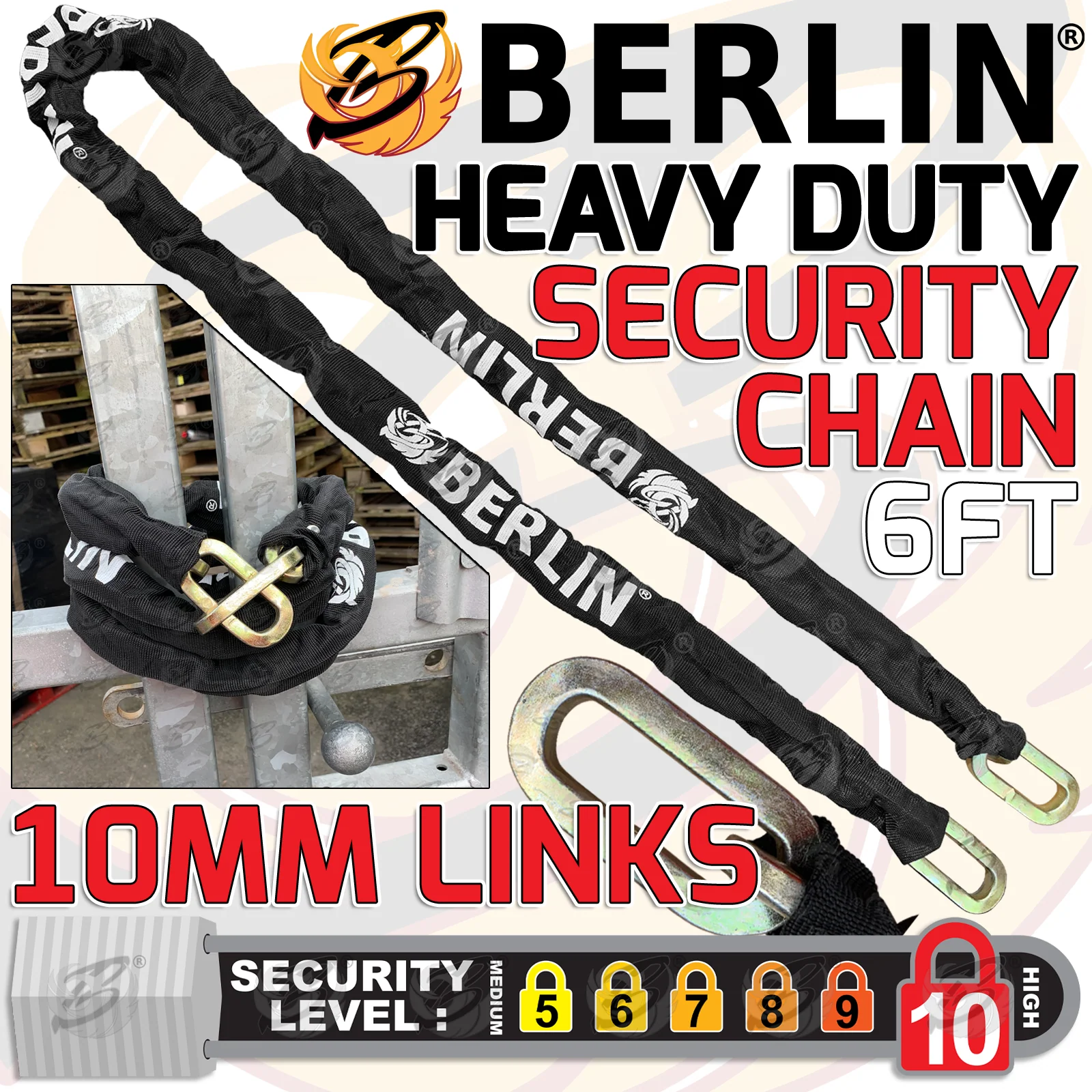 Berlin Tools 6 Foot Long 10mm Links Security Chain ( BER011 )
