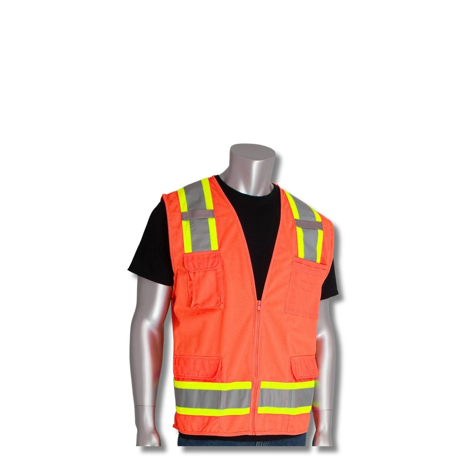 MAJESTIC | Orange High Visibility Surveyors Vest with Two-Tone DOT Striping, ANSI 2, R | #75-3222-XXXL