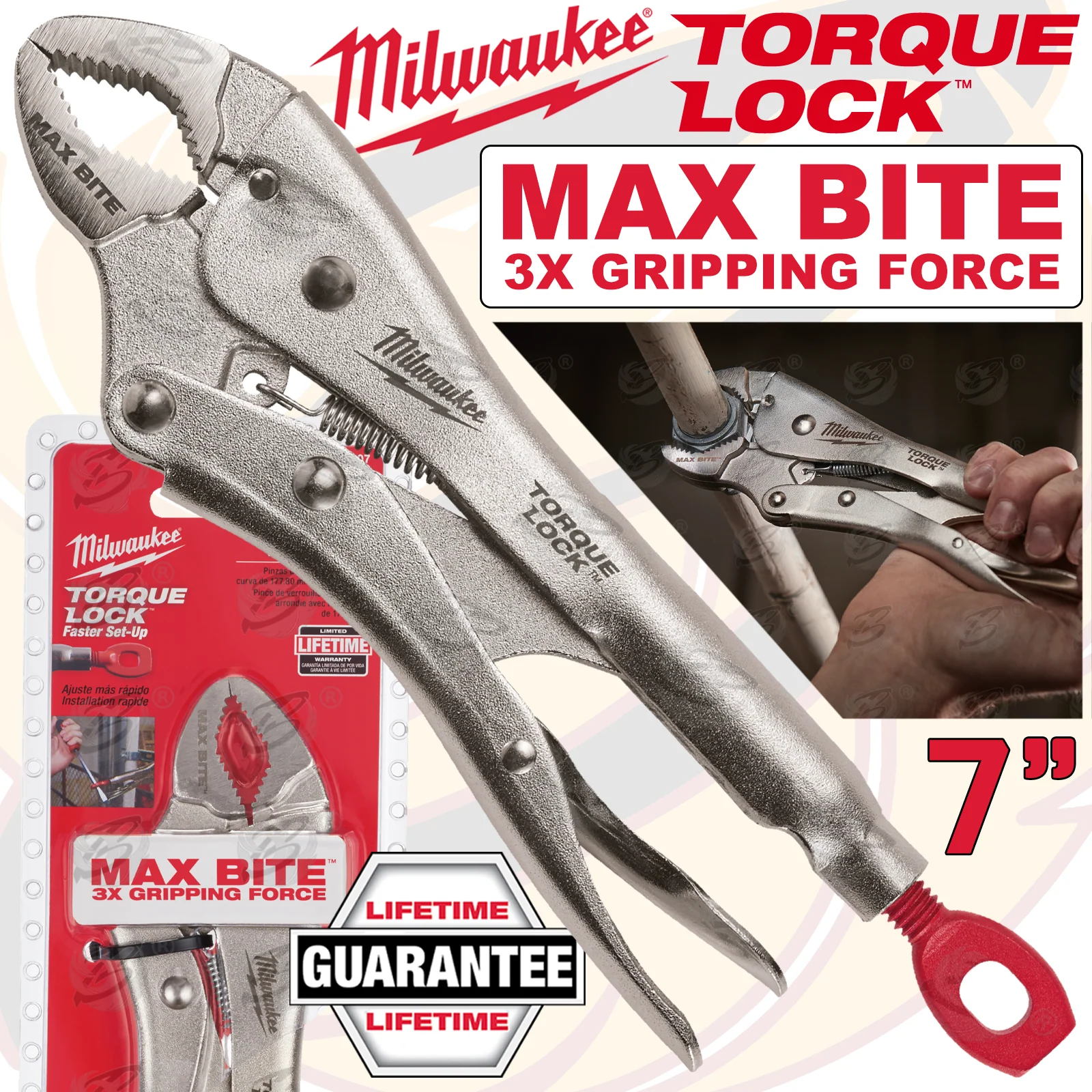 Milwaukee 7″ Max Bite Curved Jaw Torque Lock Locking Pliers ( 4932471730 )
