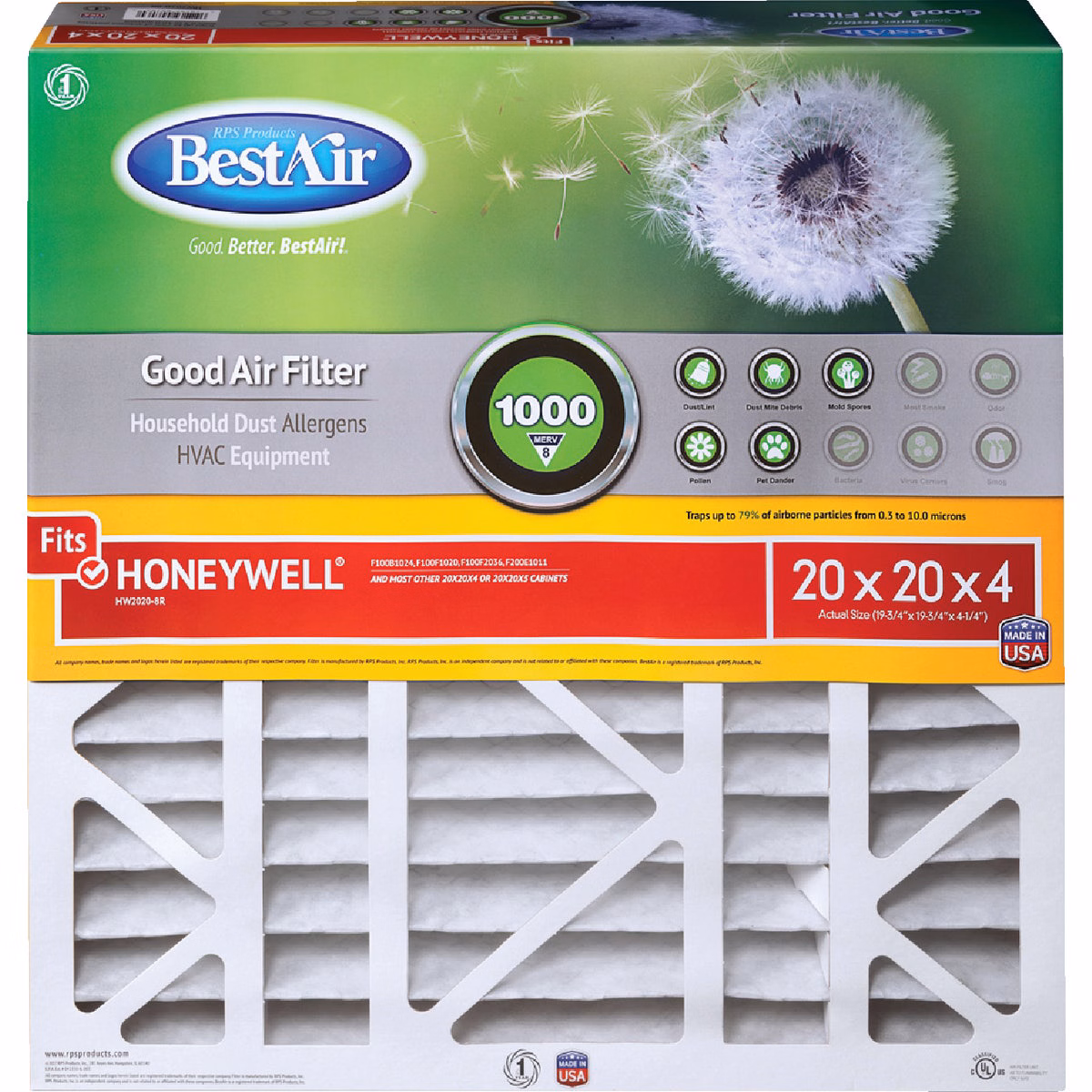BestAir 20 In. x 20 In. x 4 In. Honeywell MERV 8 Deep Pleat Furnace Filter
