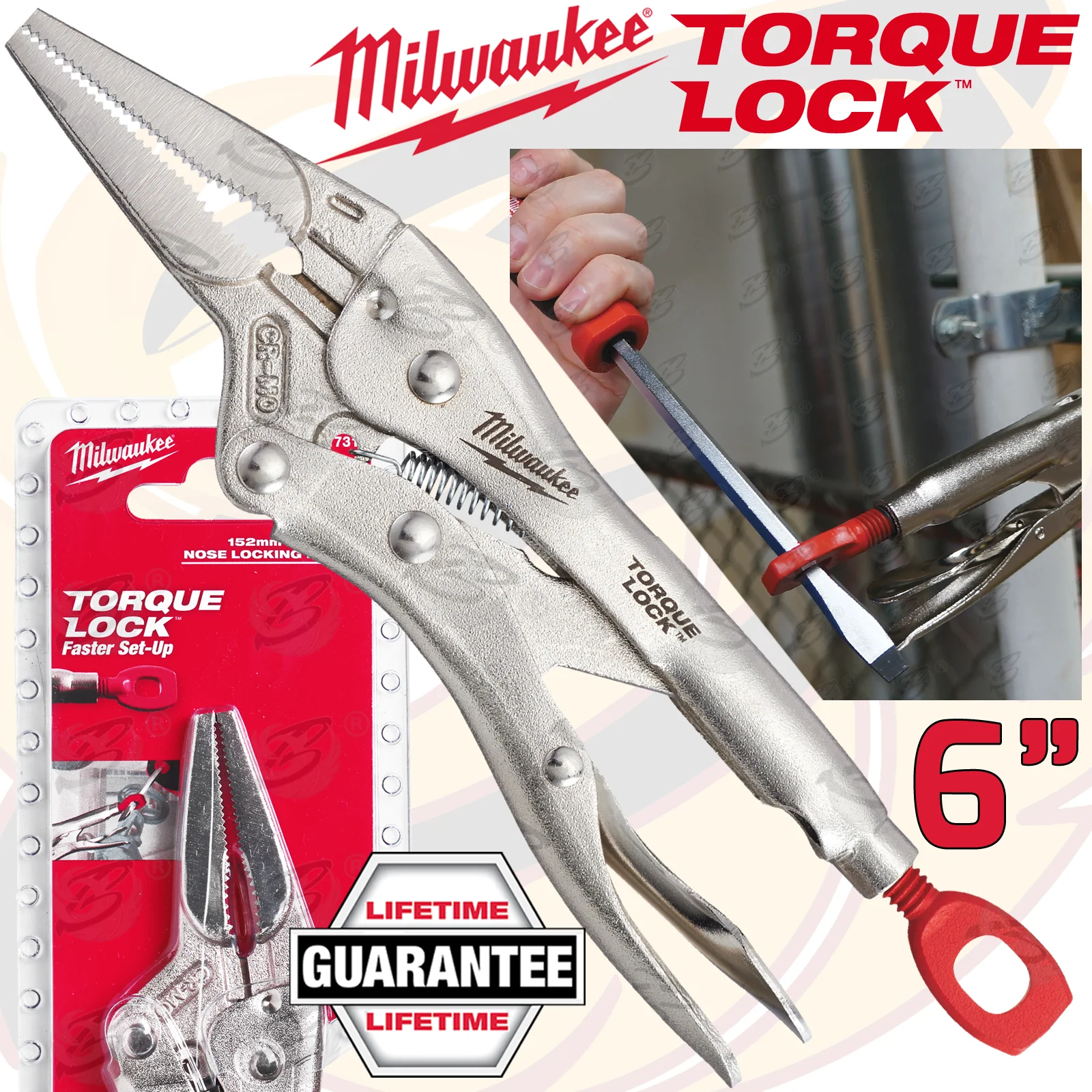 Milwaukee 6″ Long Nose Torque Lock Locking Pliers ( 4932471731 )