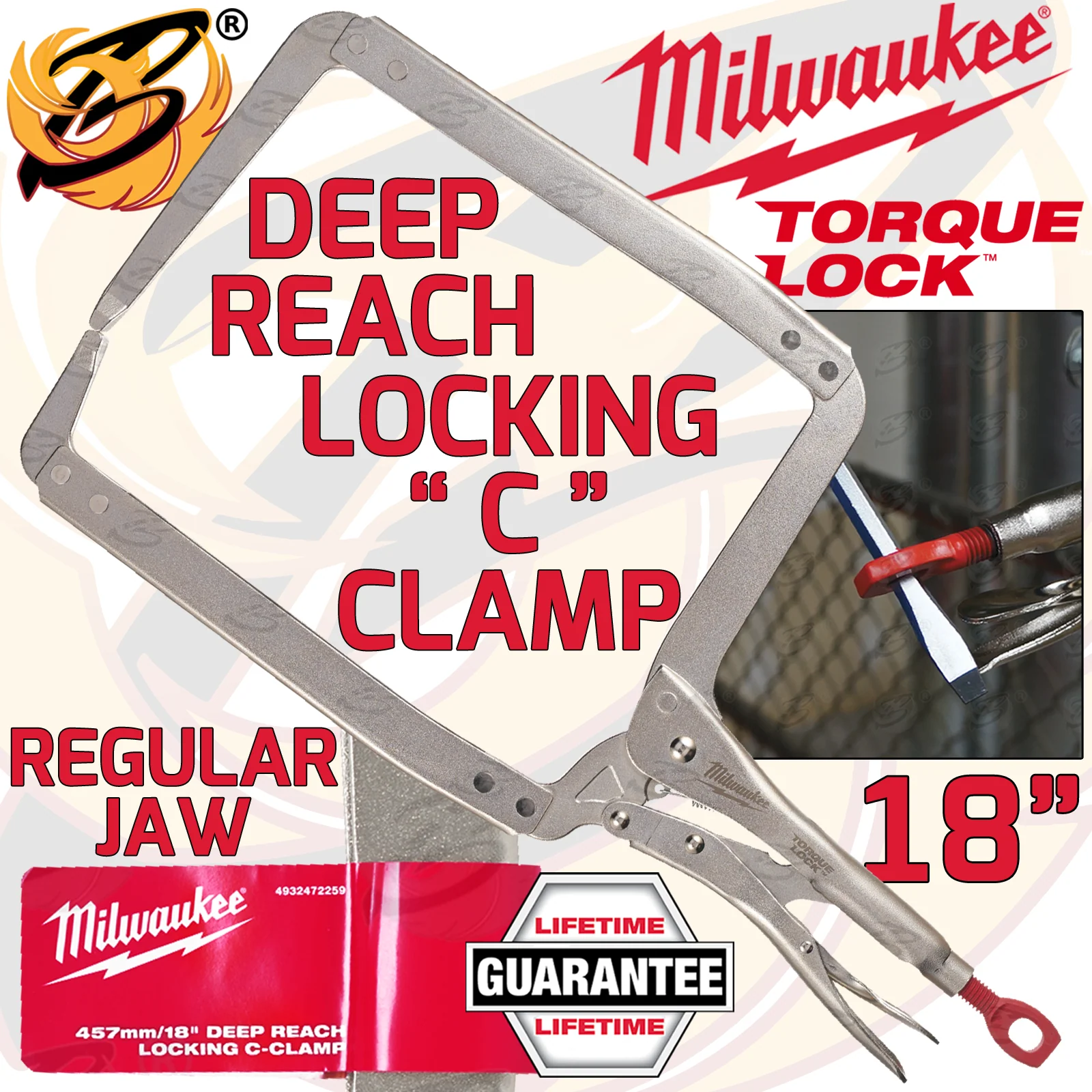Milwaukee 18″ Deep Reach Regular Jaw Torque Lock Locking Pliers ( 4932472259 )