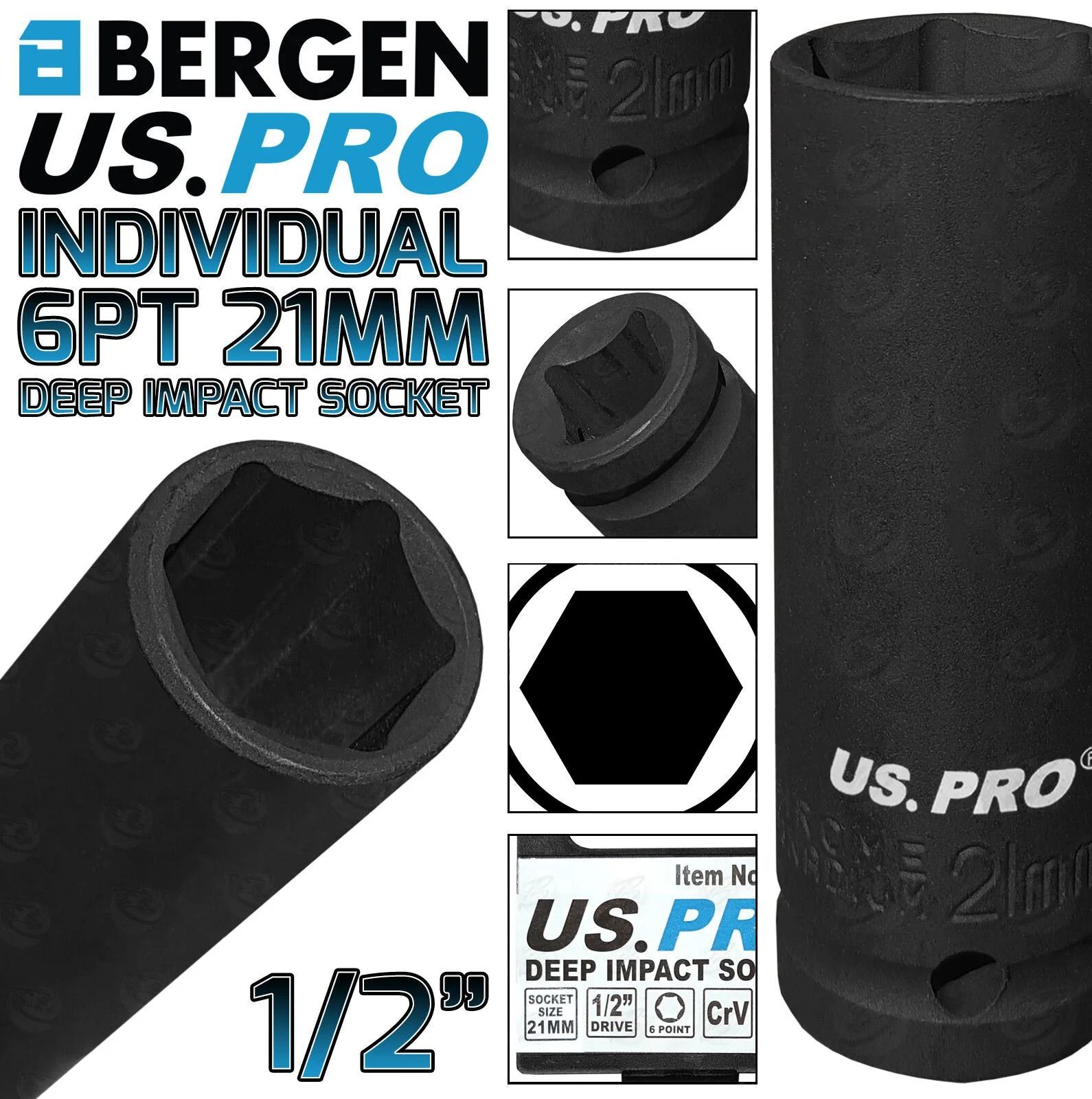 US Pro 21mm 1/2″ Drive 6 Point Deep Impact Socket  1367