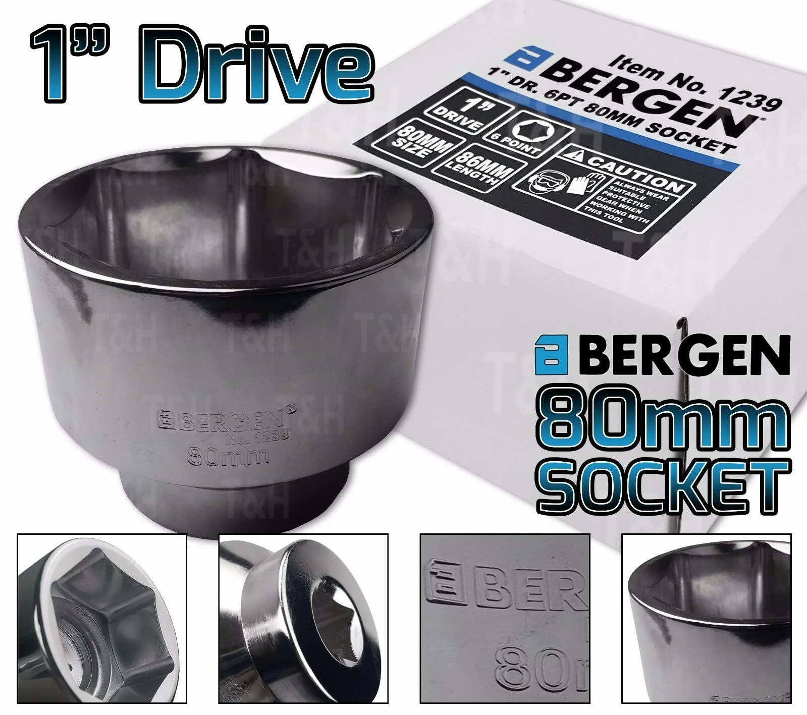 BERGEN 80MM 1″ DRIVE 6 POINT SOCKET ( SINGLE )