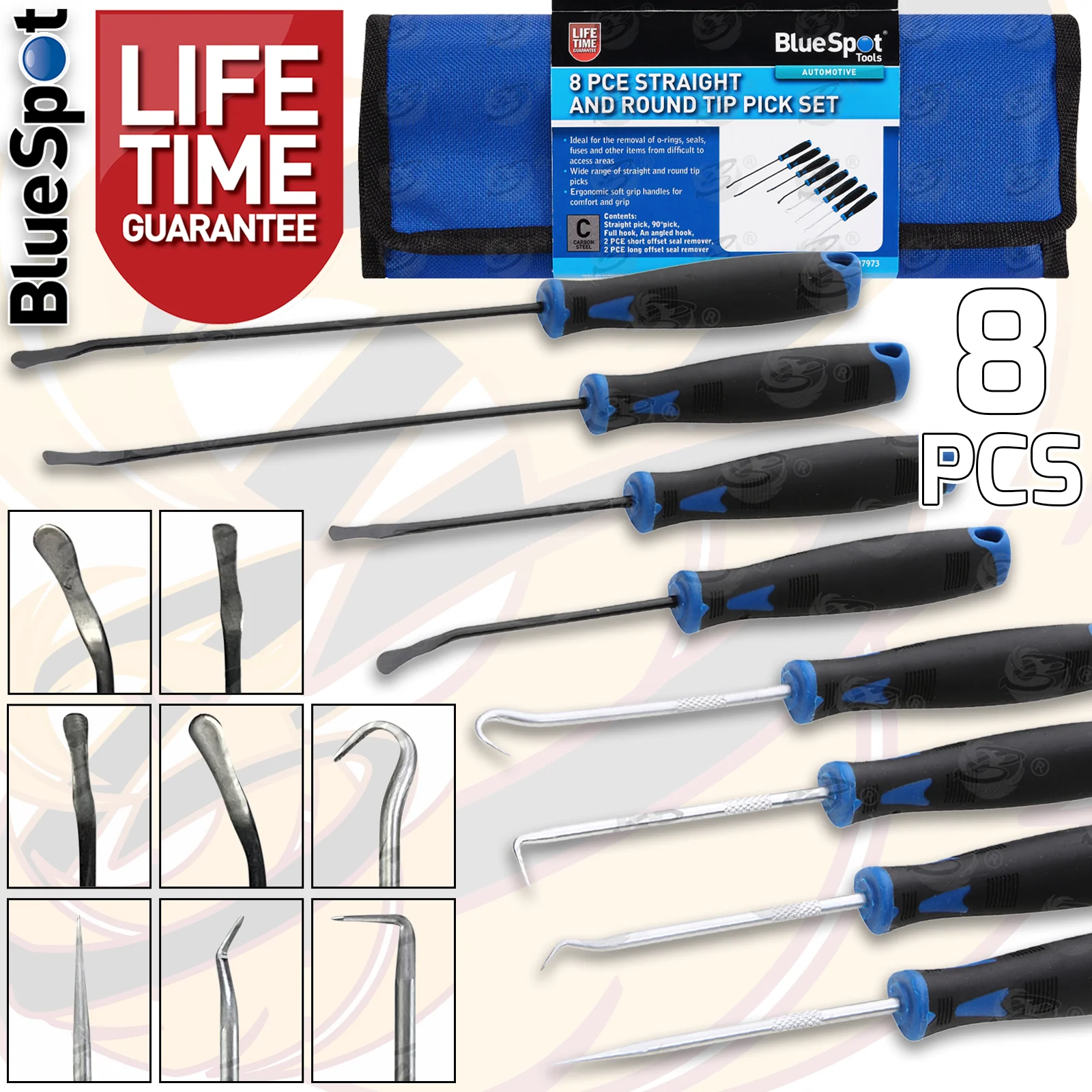BlueSpot 8 Piece Straight And Round Tip Pick Set ( 07973 )