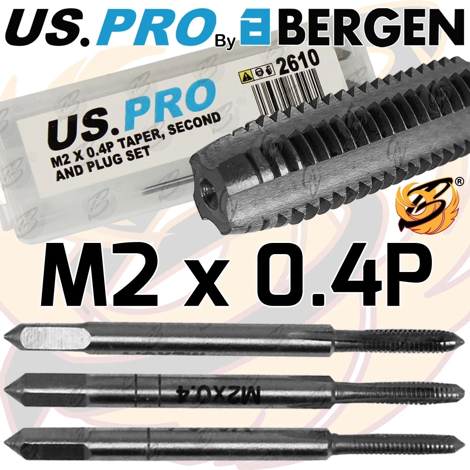 US Pro M2 x 0.4P Taper, Second & Plug Set  2610