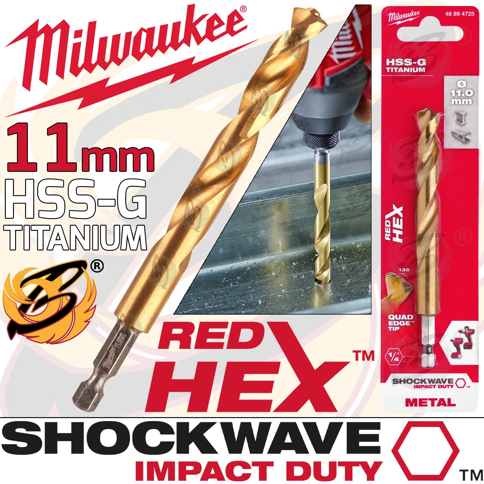 Milwaukee 11mm HSS Titanium Metal Red Hex Drill Bit ( 48894725 )