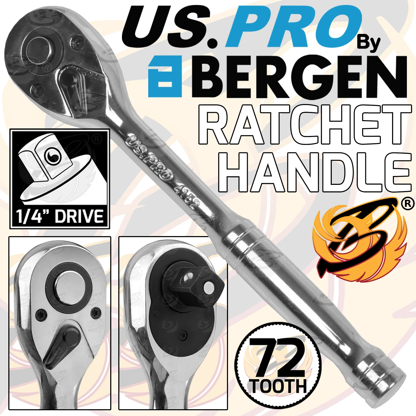 US Pro 1/4″ Drive 72 Tooth Ratchet Handle  4152