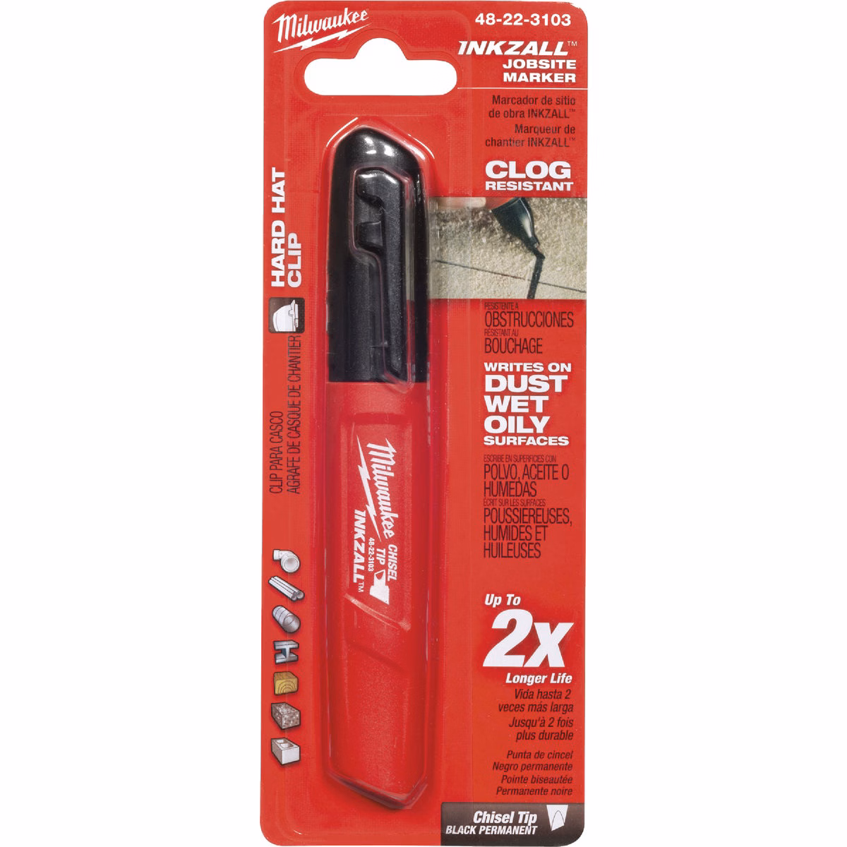 Milwaukee INKZALL Medium Chisel Tip Black Job Site Marker, 5-1/2 In. L