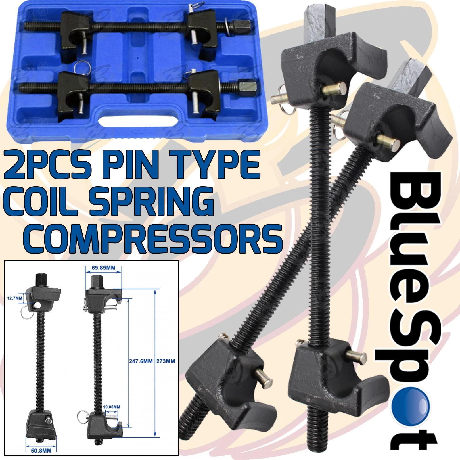 BlueSpot 2 Piece Coil Spring Compressors With Locking Pin ( 07966 )