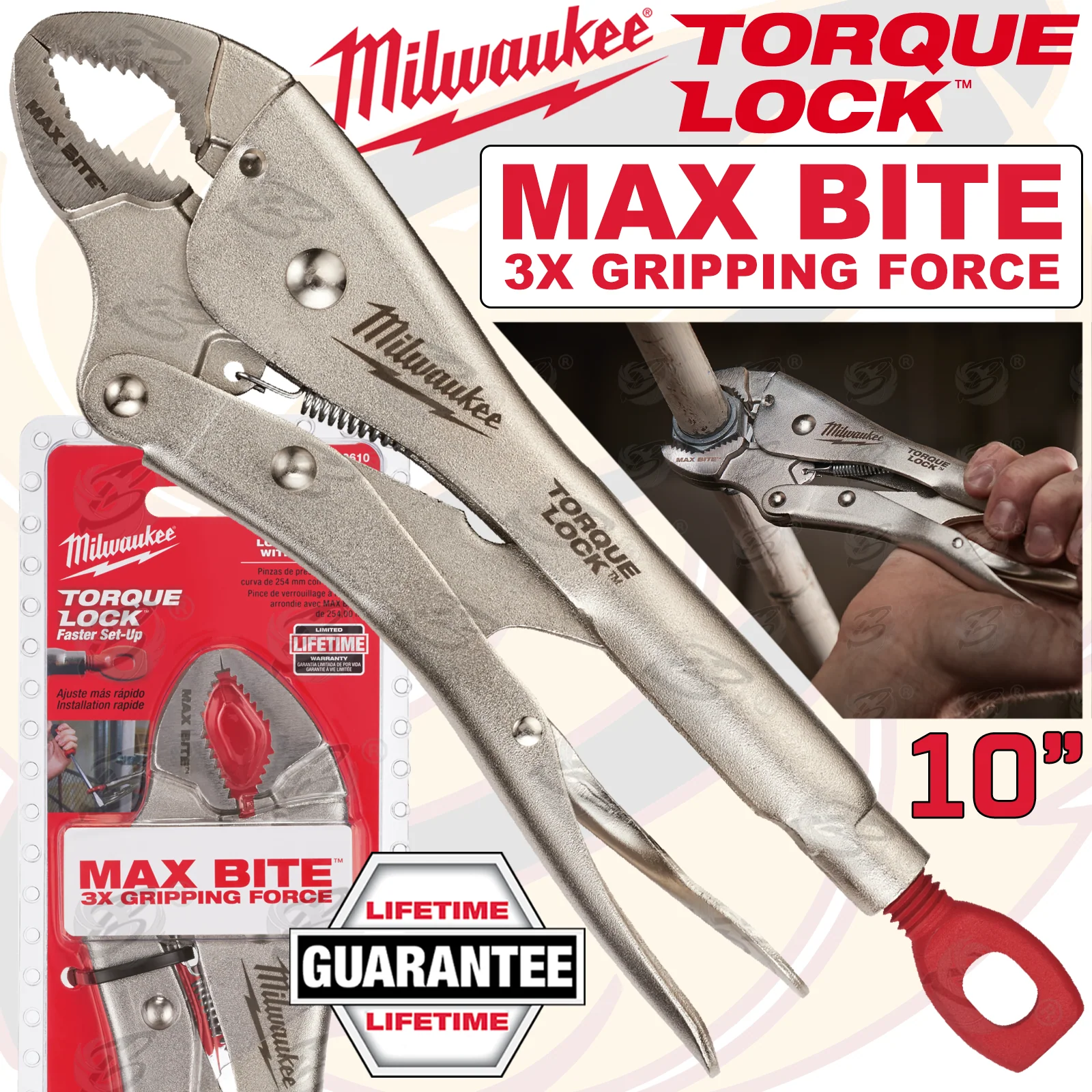 Milwaukee 10″ Max Bite Curved Jaw Torque Lock Locking Pliers ( 4932471729 )