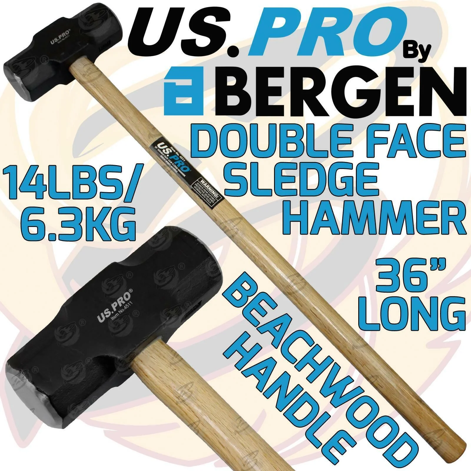 US Pro 6.3Kg 36″ Long Beechwood Sledge Hammer  4511