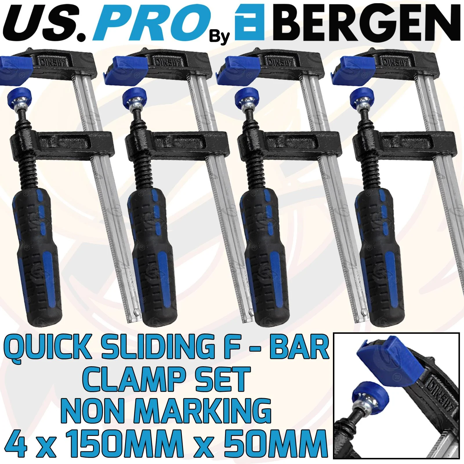 US Pro Quick Slide F Clamps 150mm x 50mm ( x 4 )  2689 ( x 4 )
