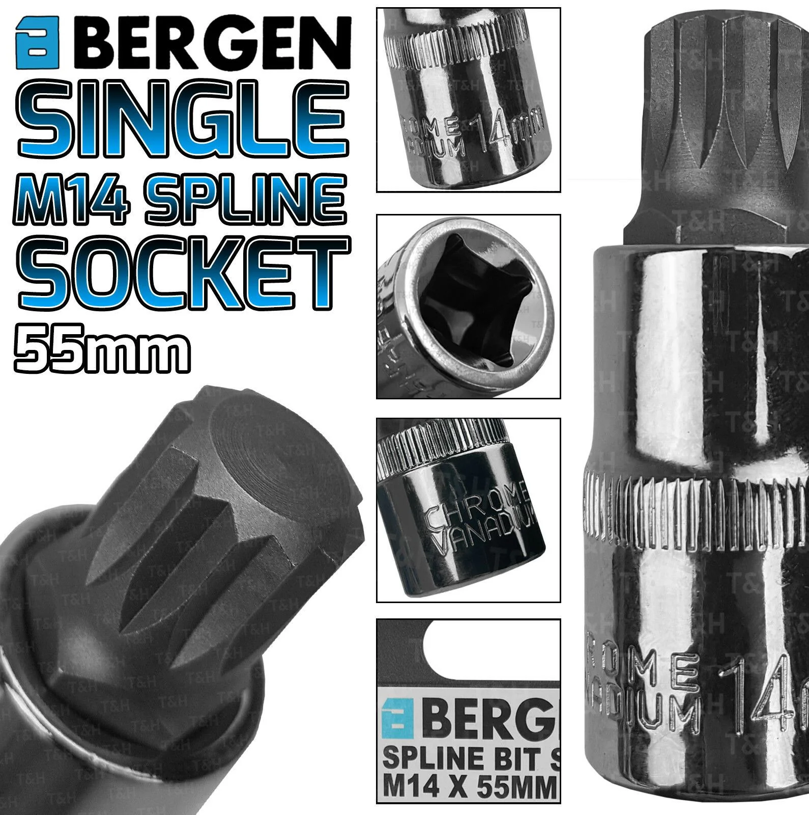 US PRO M14 1/2″ DRIVE 55MM LONG SPLINE BIT SOCKET ( SINGLE )