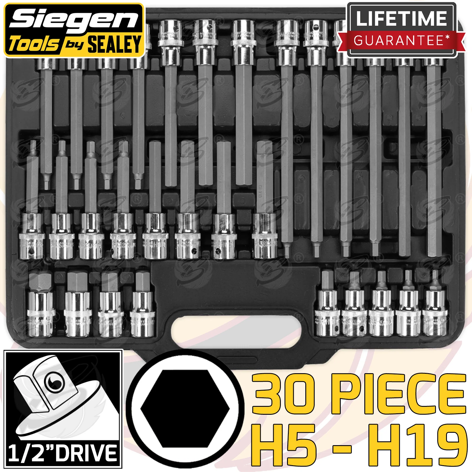 Siegen 30 Piece 1/2″ Drive Hex Bit Sockets H5 – H19 S01077