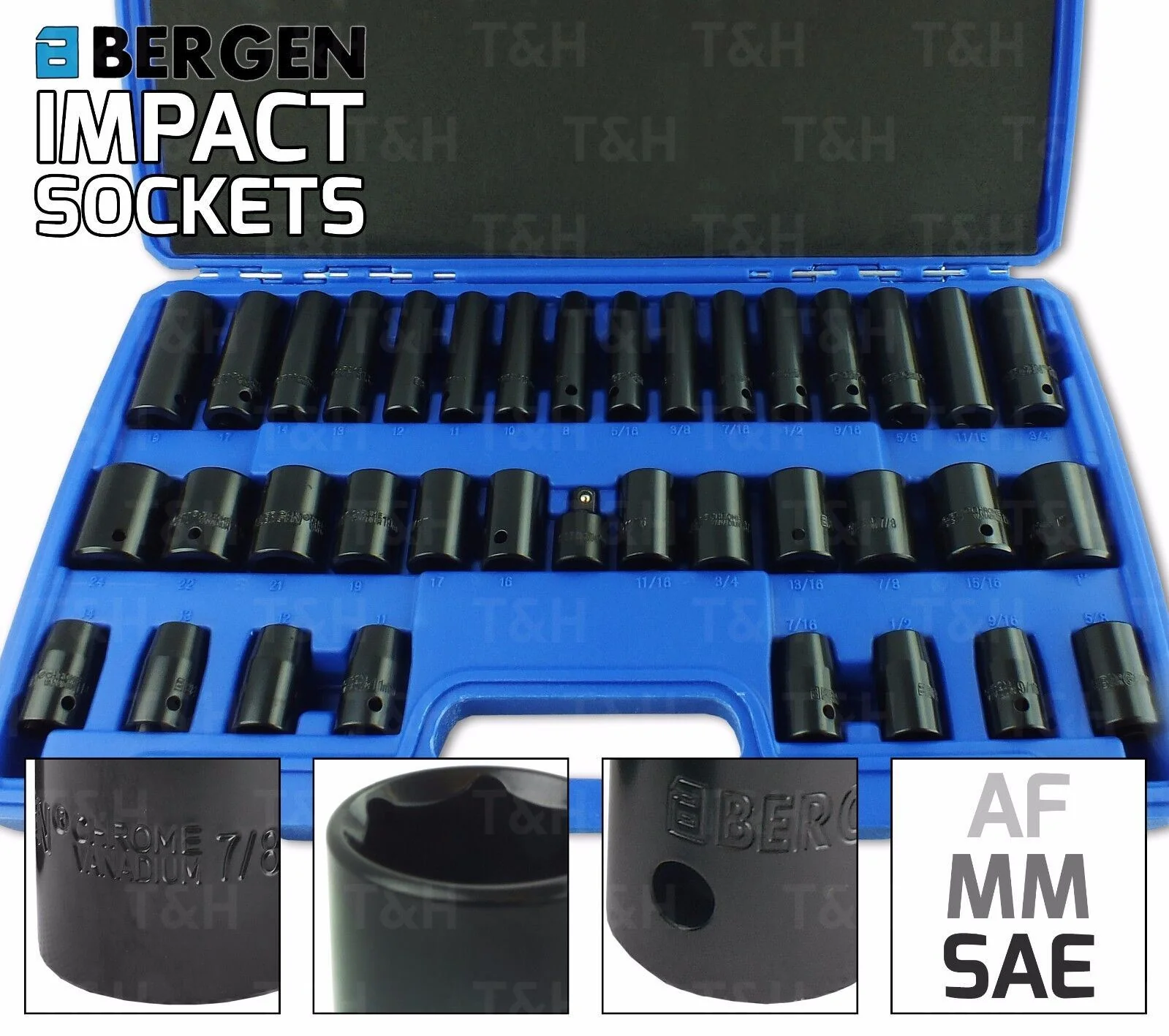 US Pro 37 Piece 3/8″ & 1/2″ Drive 6 Point Deep & Shallow Metric & Sae Impact Socket  3835