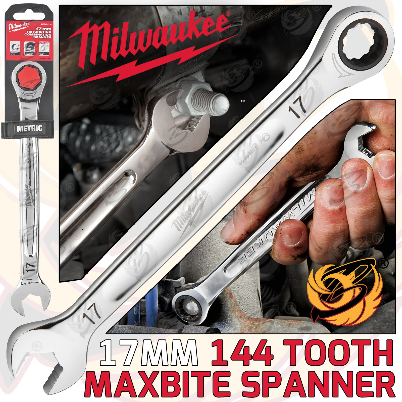 Milwaukee 17mm 144 Teeth Maxbite Ratchet Spanner ( 4932471510 )