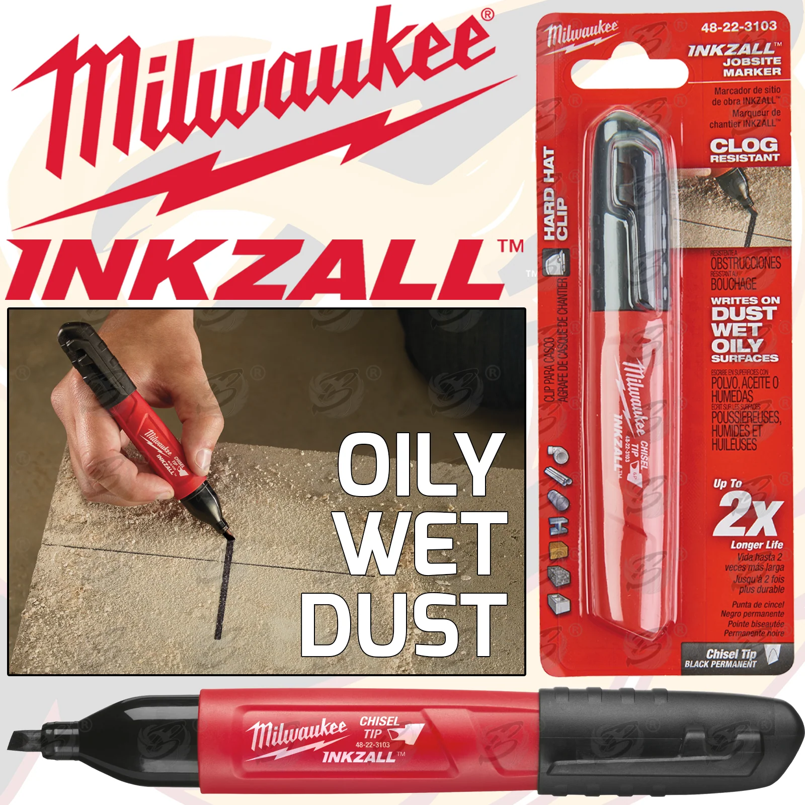 Milwaukee Inkzall Large Chisel Tip All Surface Marker Pen ( x 1 ) ( 48223103 )