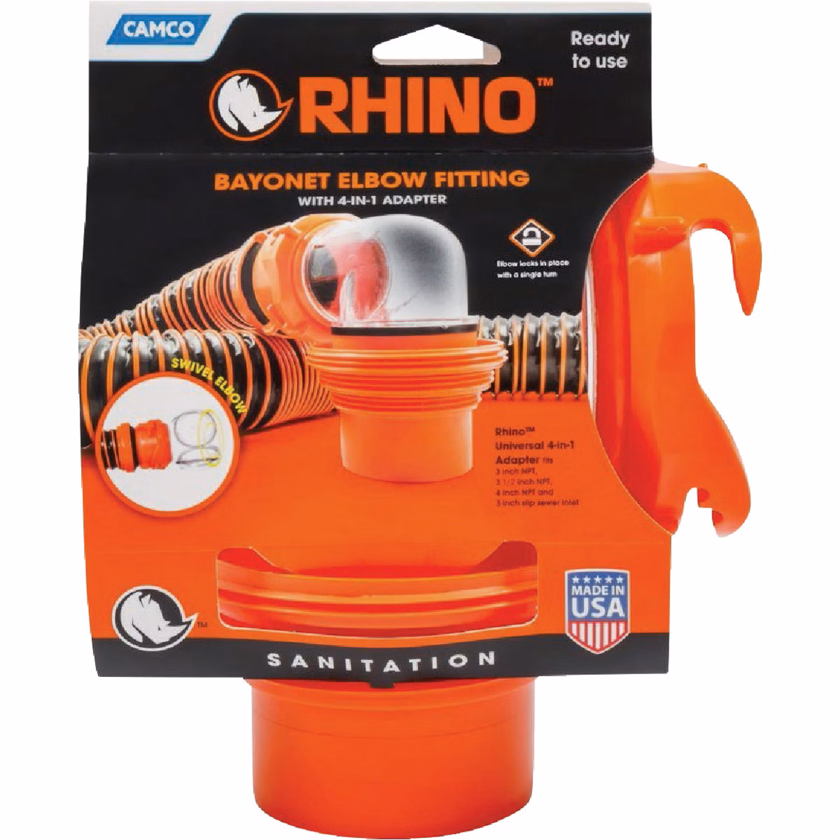 Rhino Bayonet Swivel Elbow Fitting with 4-in-1 Adapter