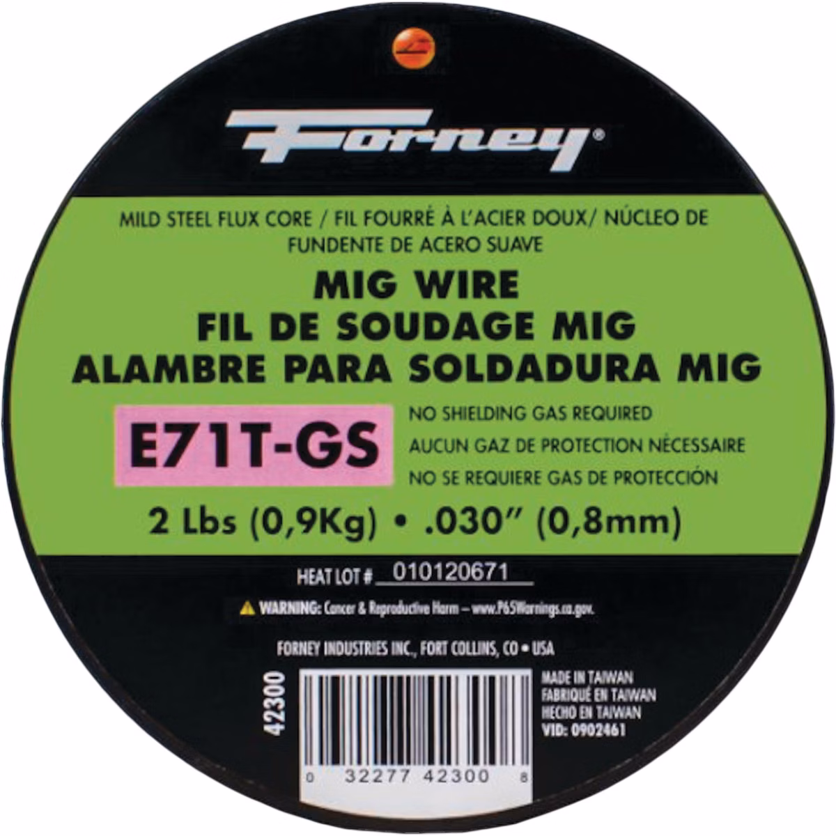 Forney E71T-GS 0.030 In. Flux Core Mild Steel Mig Wire, 2 Lb.