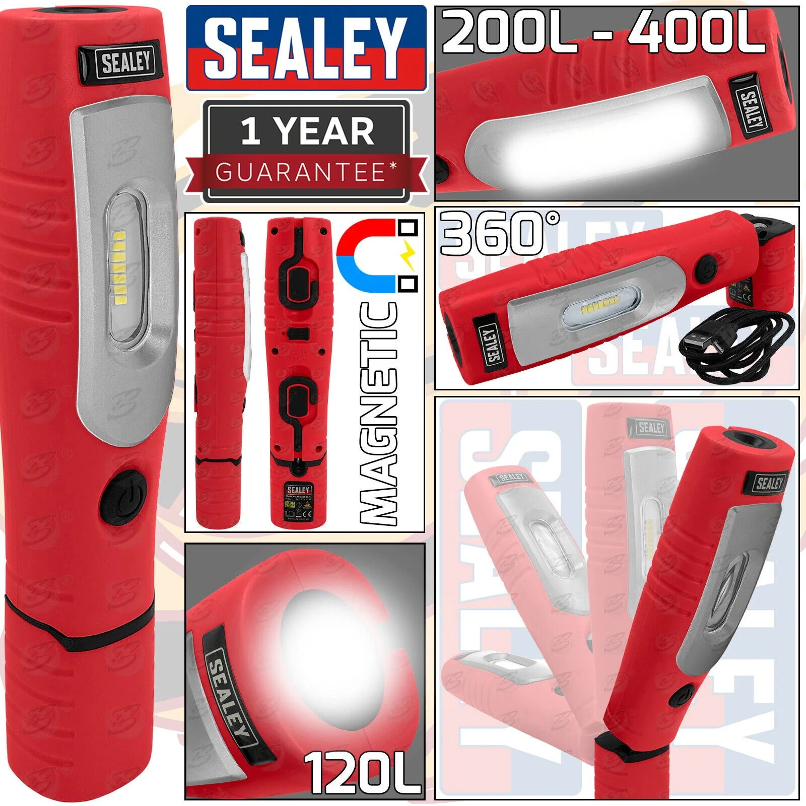 Sealey Rechargeable Smd Led Li – Ion Work Light ( Red )  LED3602R