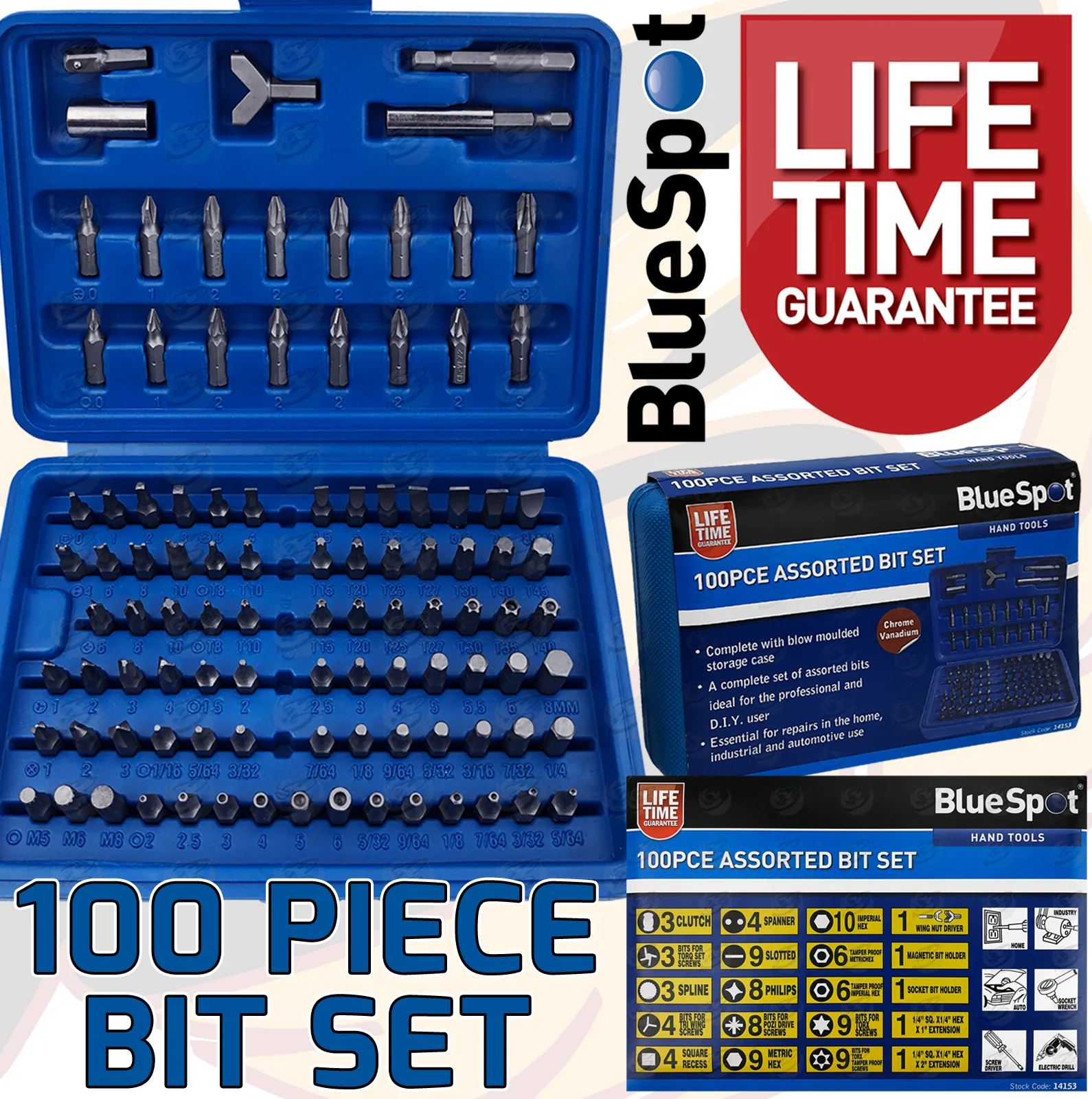 BlueSpot 100 Piece Security Driver Bit Set ( 14153 )