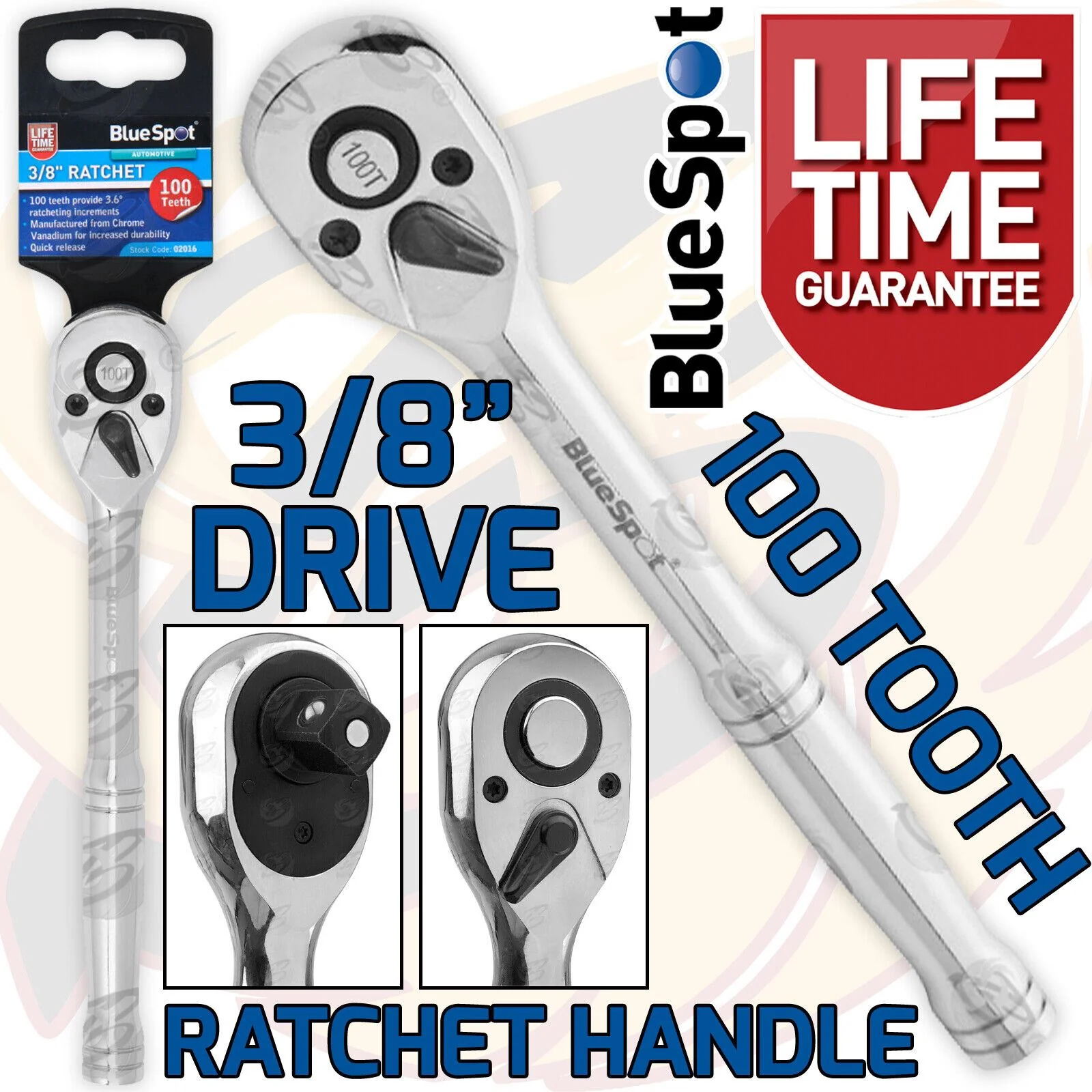 BlueSpot 3/8″ Drive 100 Tooth Ratchet Handle ( 02016 )